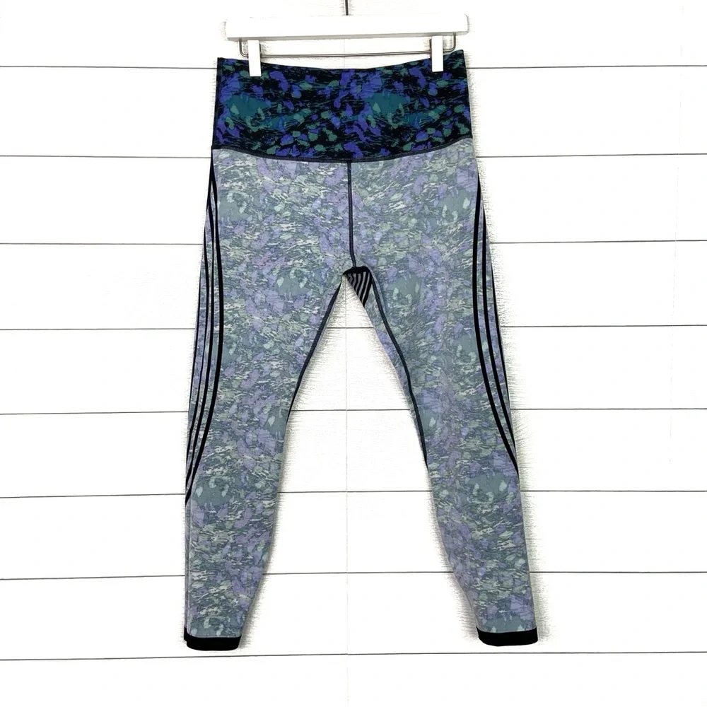 KNIX HiTouch High Rise Legging Fitted Black Purple Green Print XL Workout Active - Picture 4 of 6